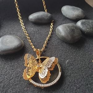 Gold butterfly necklace